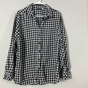 Mint Velvet Black White Gingham Check Button Down Long Sleeve Shirt Womens Sz 14